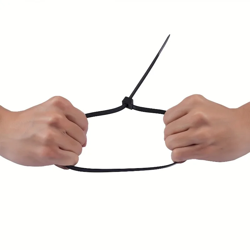 100pcs Black Cable Ties High Tensile Strength, Uv Resistant, Self-Locking For Home & Office Cord Management