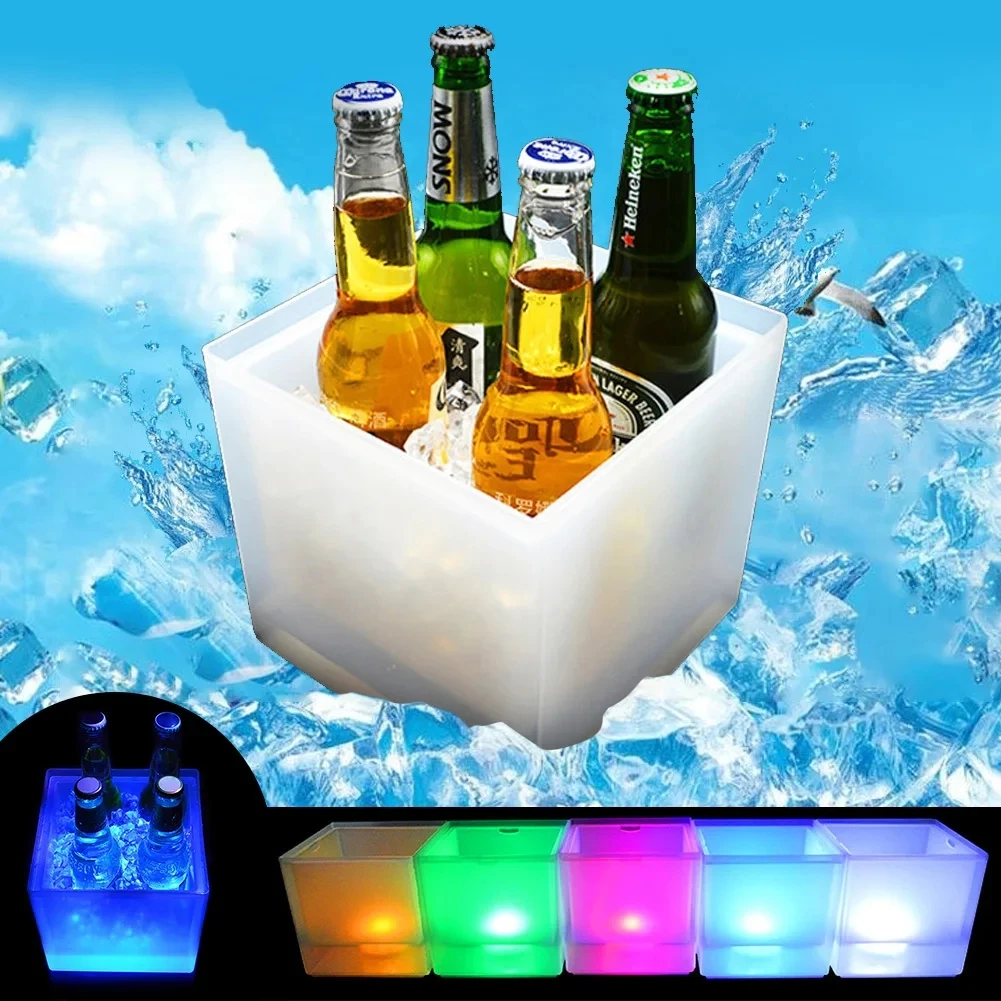 

3.5L Colorful Glow Plastic LED Ice Bucket Bar Nightclub Light Up Champagne Whiskey Beer Bucket Bars Night Party Hot Sale