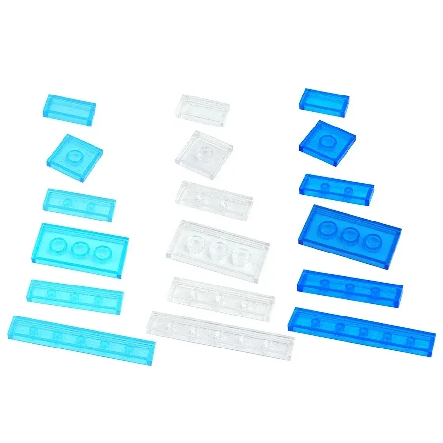 Smooth Transparent Thin  FiguresBricks 1x2 1x4 2x2 2x4 Creative Toy Assemble Blue Clear Building BlockCompatible 3070 3068 Gift