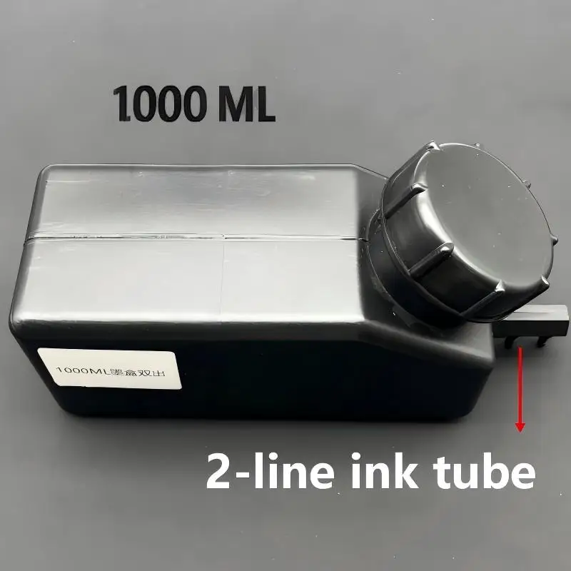 1L Black UV Protection Dual Output Ink Tank CISS Sub Bottle Anti-sunlight Ink Storage Box for Eco Solvent DTF Printer