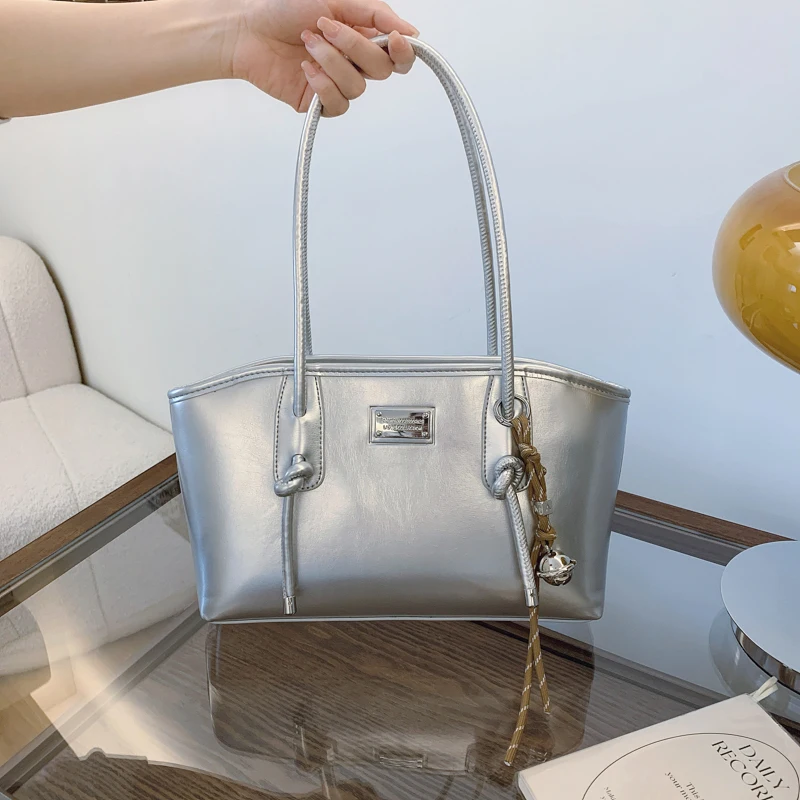 

PU Solid Colors Zipper Shoulder Bags 2025 Hot Sale Bags for Women Large Capacity Temperament Versatile Women's Handbag