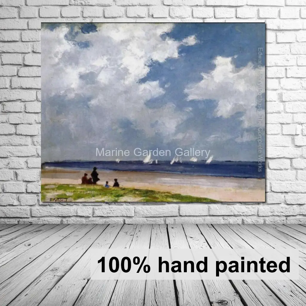 Abstract Bathers by Edward Henry Potthast Impressionist Oil Painting Handmade Modern Beach Landscape Canvas Art for Living Room