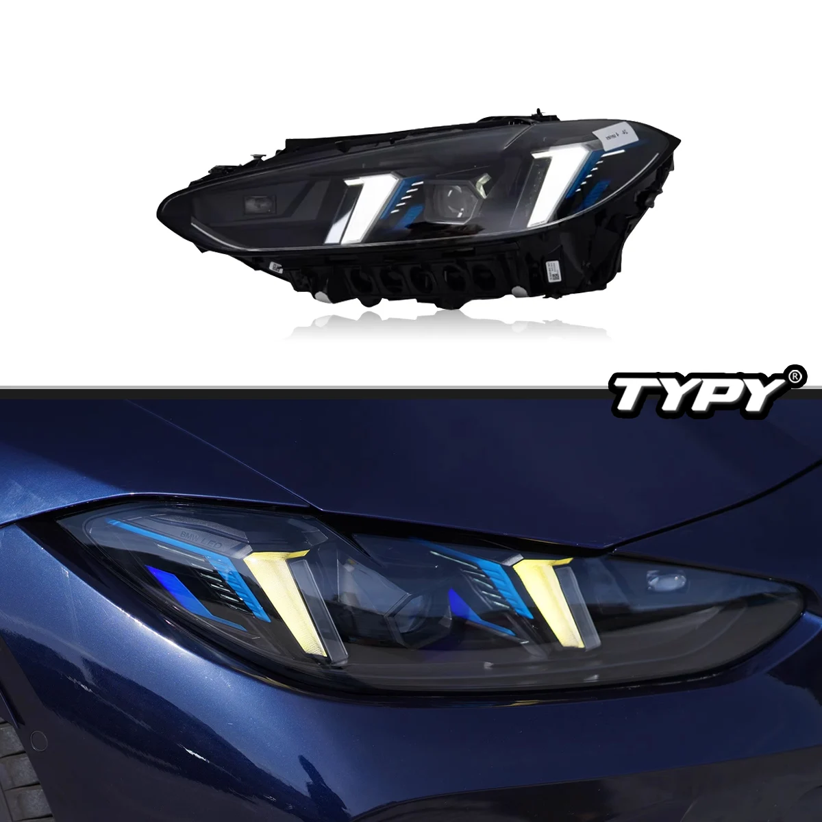 

TYPY Новый светодиодный налобный фонарь, модифицированный для BMW 4 серии G22, фара 2021-2024, динамический сигнал, автоаксессуары