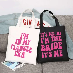 It's Me Hi I'm The Bride Tote Bags Bachelorette Party Bridal Canvas Shoulder Bag Bridesmaid Wedding Handbag Shopping Bags