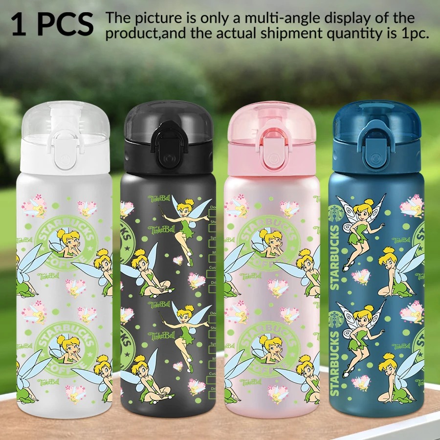 

1Pc Disney Little Fairy Flower Pattern 26oz Plastic Water Bottle Outdoor Sports Water Cup Birthday/Homecoming Gift