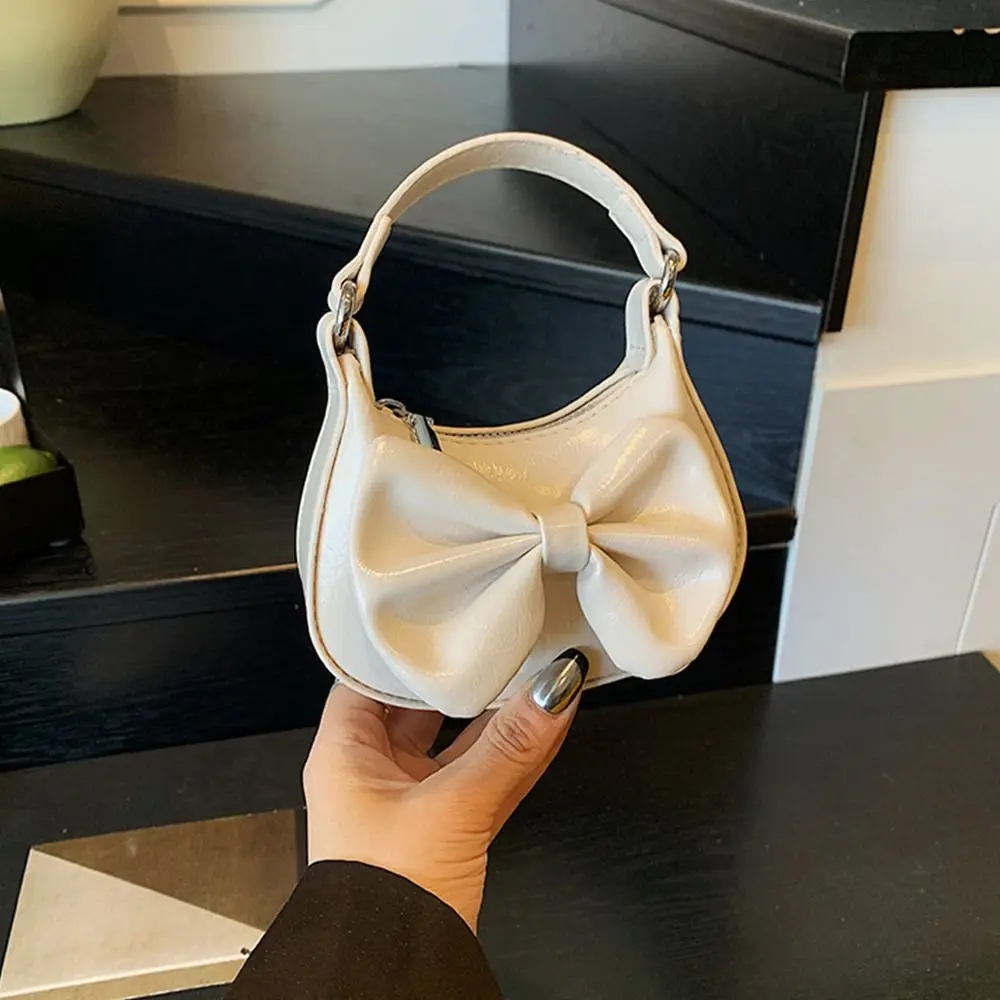 New Ribbon Design Girls Crossbody Bag Princess Solid Color Handbag Waterproof Lightweight Coin Purse