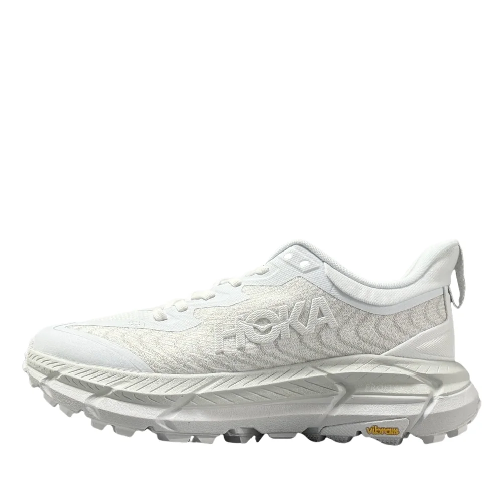 HOKA ONE ONE Mafate Speed 4 Women and Men White Cushioning Lightweight Mesh Breathable Fabric Trail Running Shoes 1129930-WWH