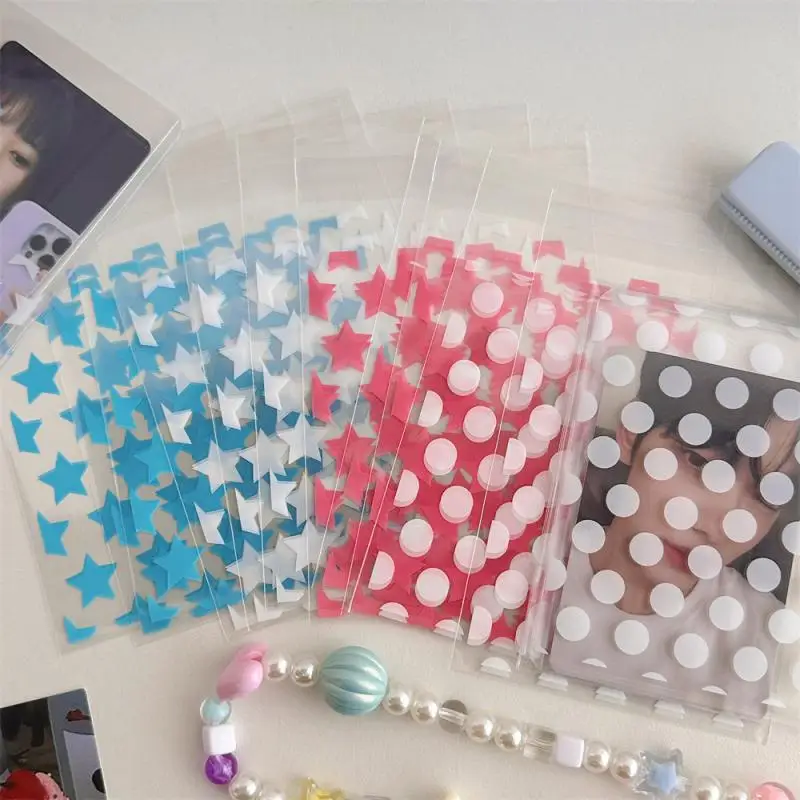 100-10PCS Plastic Star Kpop Photocard Holder Self-adhesive Opp Bag Anti-scratch Card Protective Case Fashion Gift Packaging Bag