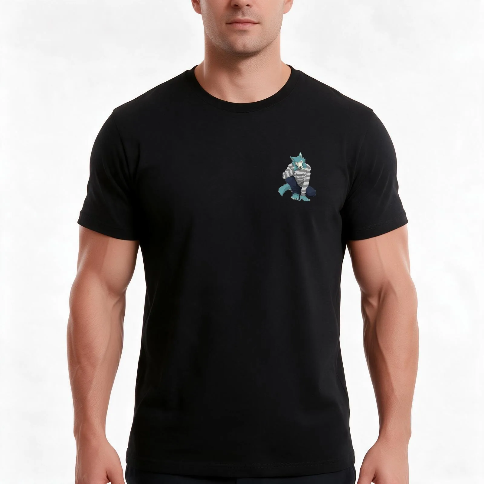 Beastars Legoshi T-Shirt, Summer Casual Cotton Tee, Oversized Streetwear Tops, Vintage Graphic Print, Loose Fit Short Sleeve