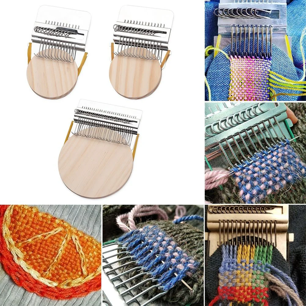 Piccolo telaio Speedweve tipo Weave Tool legno Fun Mending Loom metallo strumenti tessili fai da te Darning Machine Loom Mending Jeans vestiti