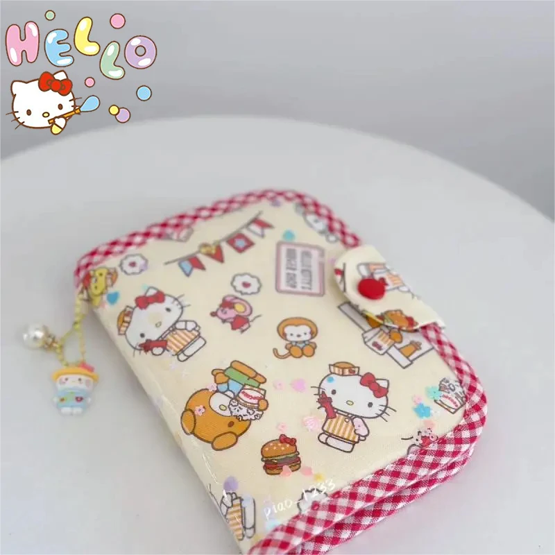 2024 New Sanrio Wallet Hellokitty Card Holder Coin Purse Multi Functional Transparent Quicksand Cute Card Pack Anime Toys Girl