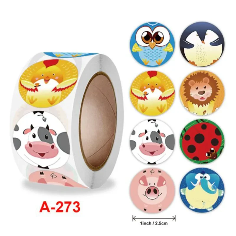 500Pcs Beloning Sticker Inspirational Sticker Roll School Beloning Student Kind Leraar Leuke Cartoon Dier Auto Sticker Label
