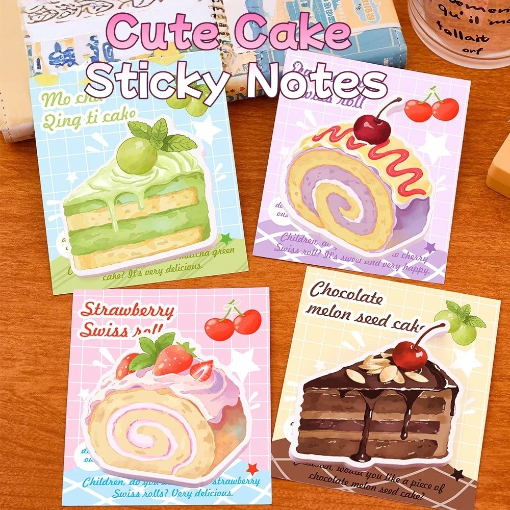 Niedliche Kuchen-Haftnotizen für Schüler, Klebende Notizblöcke, Mehrfach Verwendbar, Abnehmbare Schreibwaren, Geschenk für Journaling & Tägliche Notizen