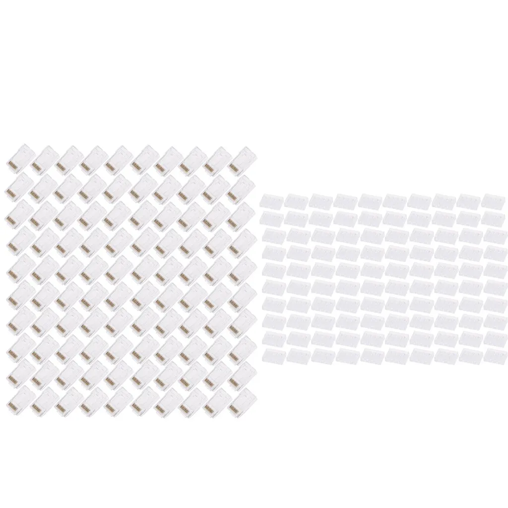 

Shielded RJ45 Cat6 Pass Through Connectors 3 Prong Ethernet Ends for FTP/STP UTP Plug Cabl Solid Wire 100 Pack