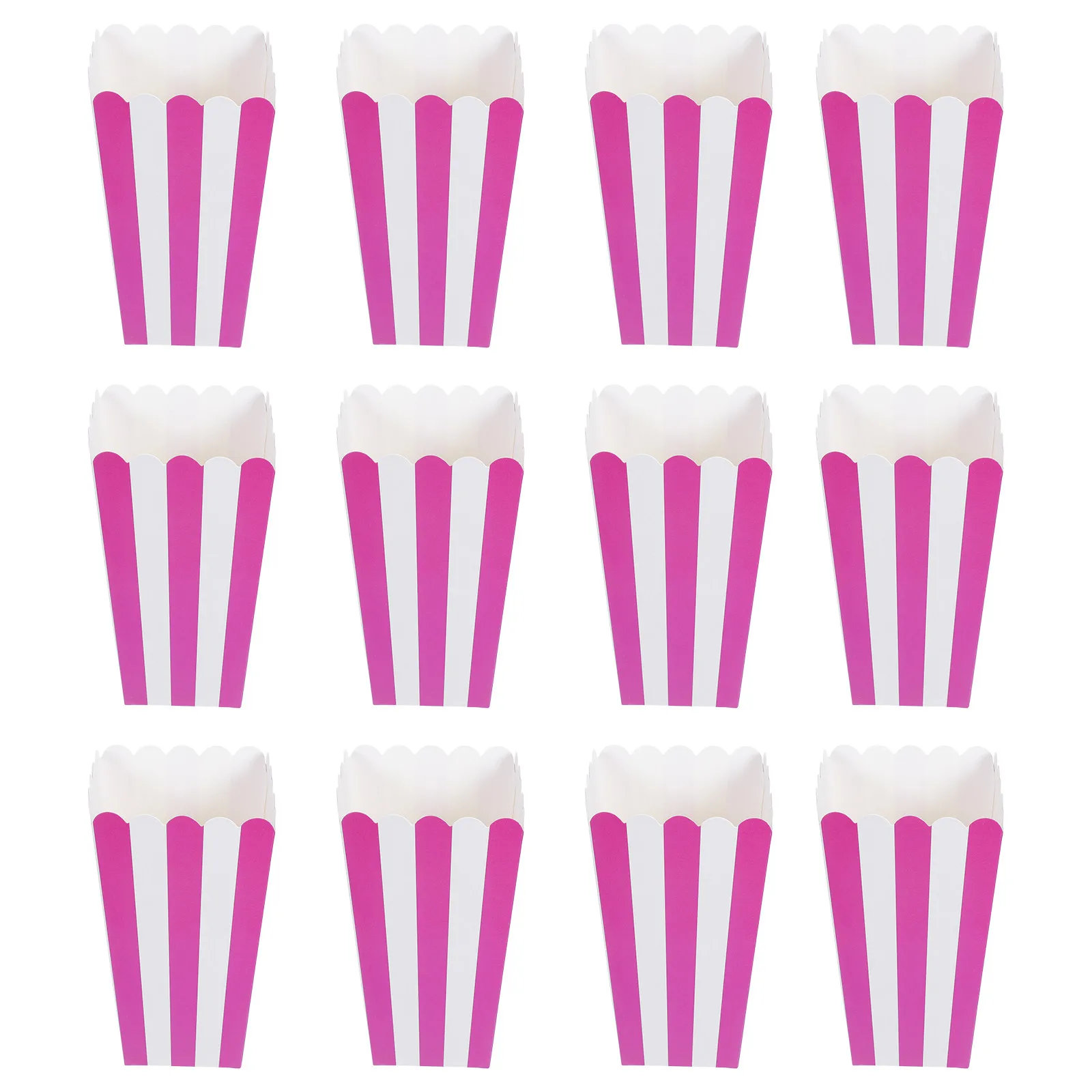 50Pcs Striped Popcorn Boxes Foldable Paper Buckets Snack Containers Party Movie Night Popcorn Holders Movie Party Favor Box