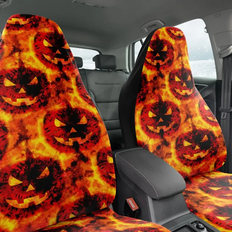 Flaming Halloween Pumpkins Car Seat Covers