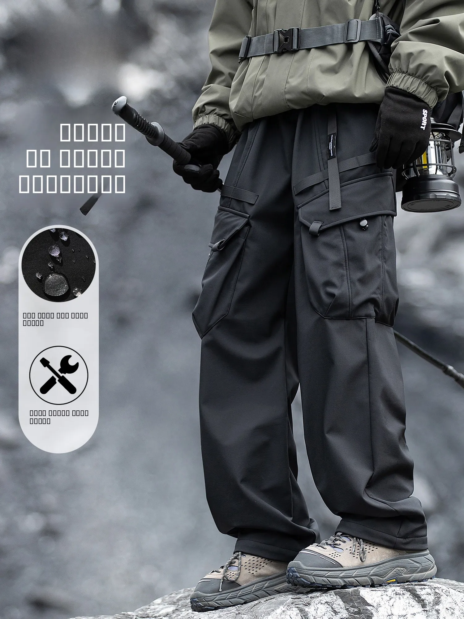 

Men's Outdoor Work Pants Fce Lined Windproof Waterproof Casual Sports Trousers Autumn Winter Thiened American Sle