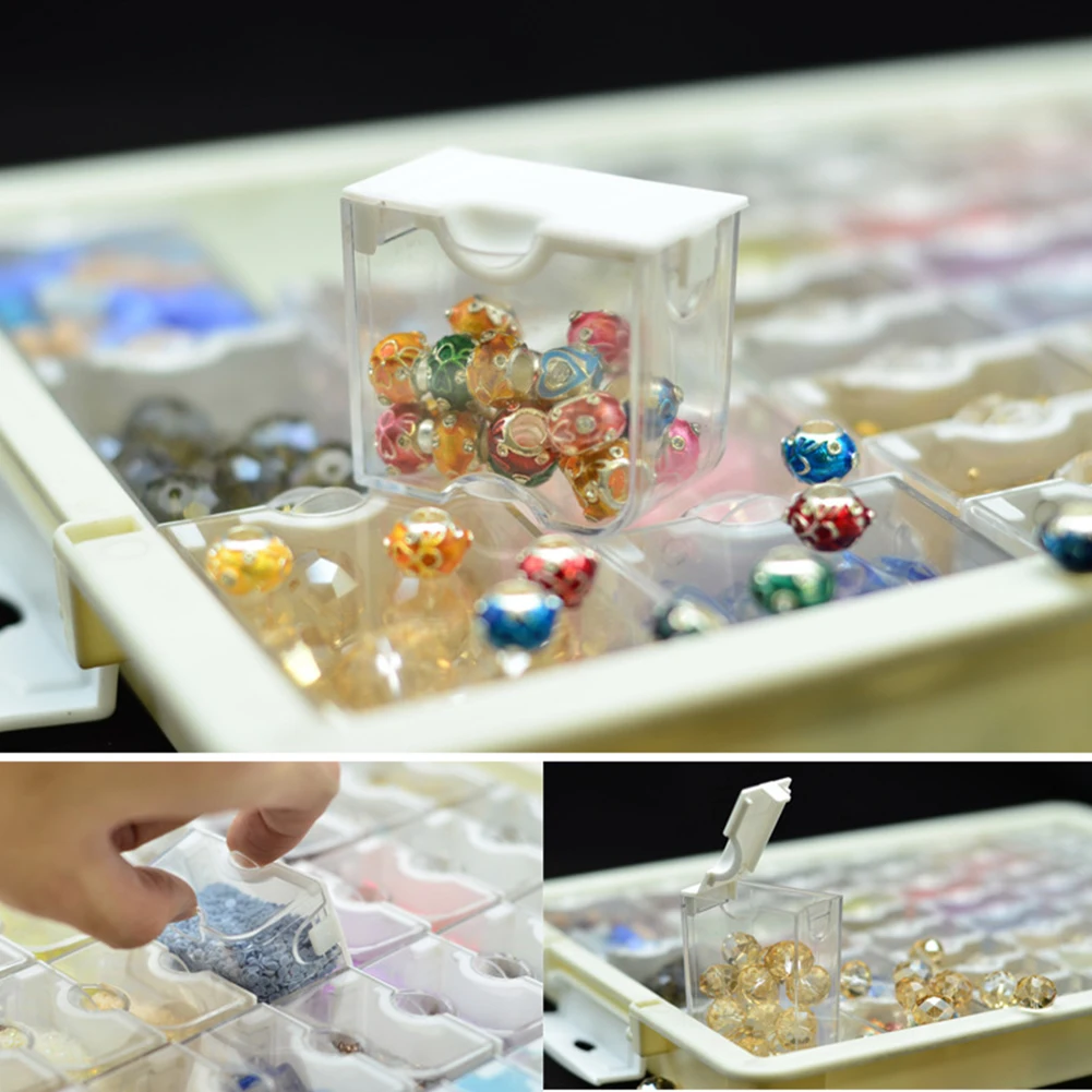 78/50/42/39/34 Grids Diamond Art Bead Storage Organizer Box Plastic Mini Bead Storage Container for Diamond Painting Accessories
