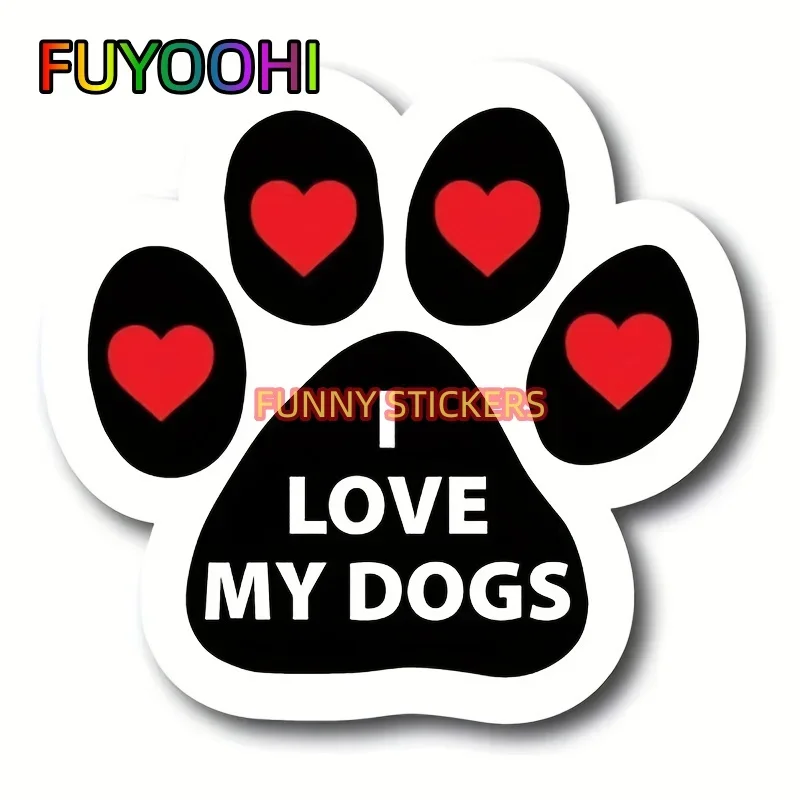 

FUYOOHI I Love My Dogs с сердечком, автомобильная наклейка с отпечатками лап для ноутбука, автомобиля, грузовика, мотоцикла