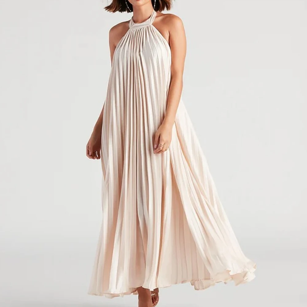 

Customized Fashion Draped Pleat Halter Ankle Length A-Line платье вечернее Chiffon Sleeveless Backless Vestidos De Fiesta