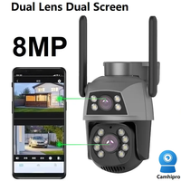 4K 8MP PTZ WIFI Camera Dual Lens Dual Screen 4X Digital Zoom IP Camera Auto Tracking Outdoor Home CCTV Surveillance Camhipro