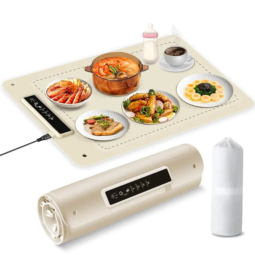 

Food Warming Mat, Electric Warming Mats For Food Warming Tray For Buffet Roll Up Food Warmer Full Surface Heating Silicone