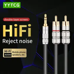 YYTCG-CM Aux Cable Adapter, TV Audio Cable, PC Amplifier, Home Theater, DVD Speaker Cable, 3.5mm to 2RCA, 3.5mm