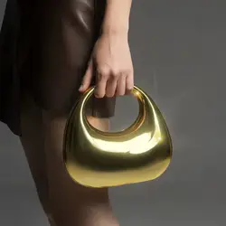 Golden Evening bag Purses and handbag luxury Designer shoulder bags moon bag Party Wedding Round Acrylic Shiny  Clutch purse