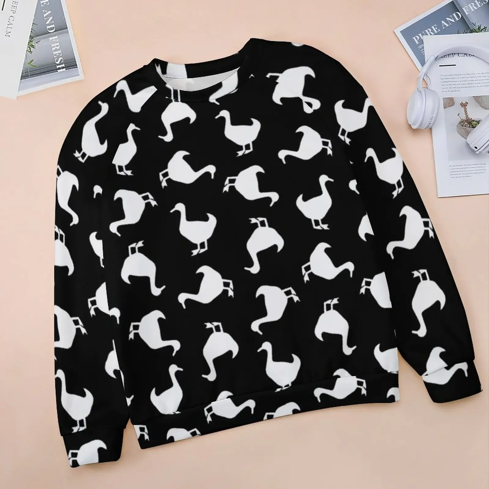 Animal Silhouette Hoodies Women Black And White Duck Hip Hop Casual Hoodie Autumn Long Sleeve Cool Design Sweatshirts Big Size