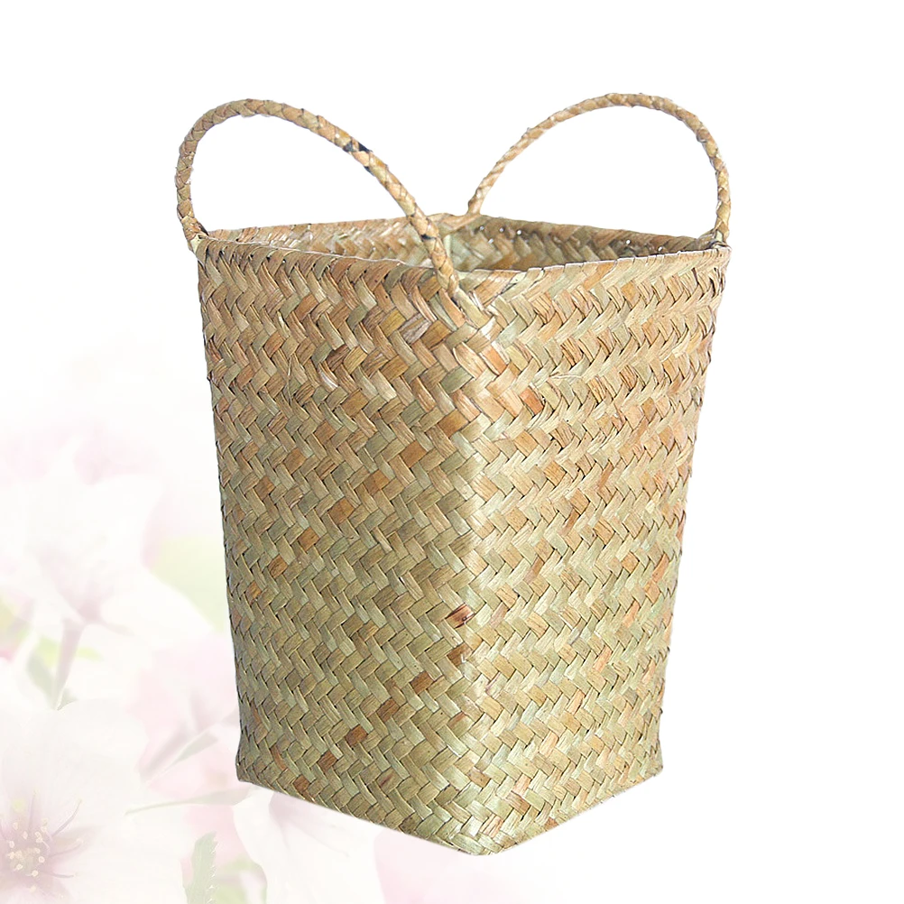 

Large White Rattan Storage Basket Simulated Wicker Laundry Organizer Beach Bag Dorm Bedroom Closet Vegetable Fruit