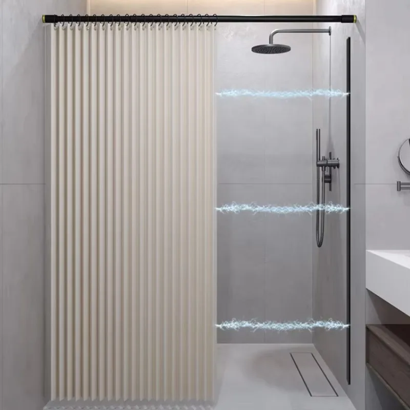 

Simple classic solid bathroom shower curtain waterproof polyester shower curtain magnetic shower curtain