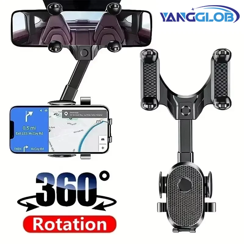 

360 Rotating Car Phone Holder Rearview Mirror Mount Car Phone Bracket Navigation GPS Stand Foldable Mobile Cell Support in Car