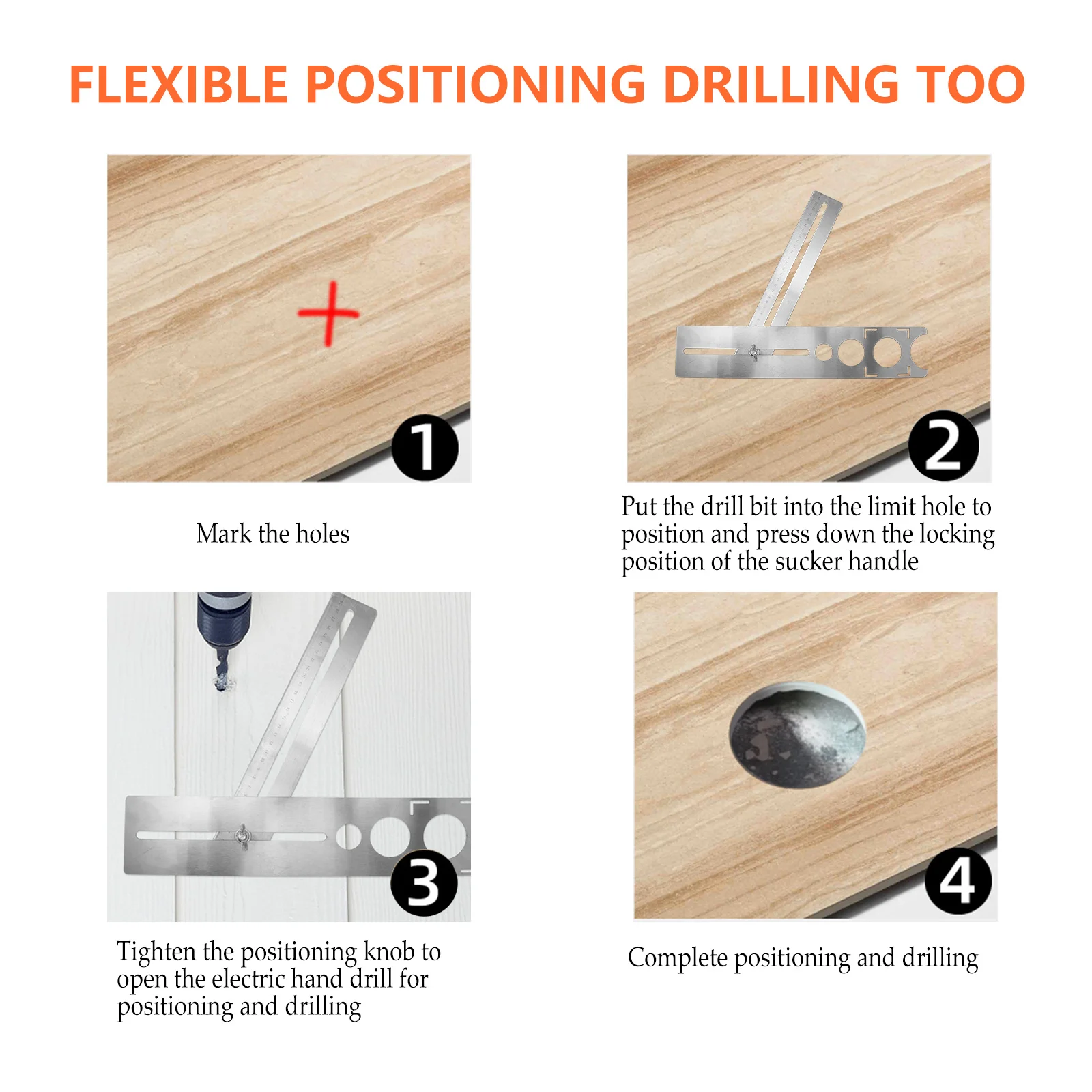 

Flexible Positioning Drilling Tool For Tile Marble Borehole Locator Adjustable Hole Opener Portable Woodworking Jig Instrument