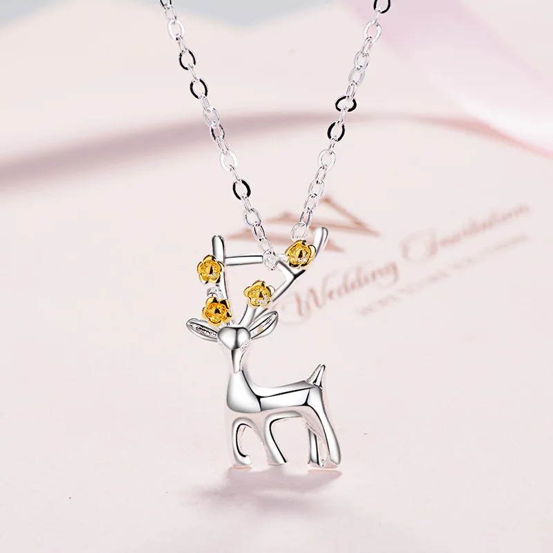 

925 Sterling Silver Elk Deer Lovely Necklaces For Women Luxury Elegant Jewelry Accessories Wholesale Argent 925 GaaBou Jewellery