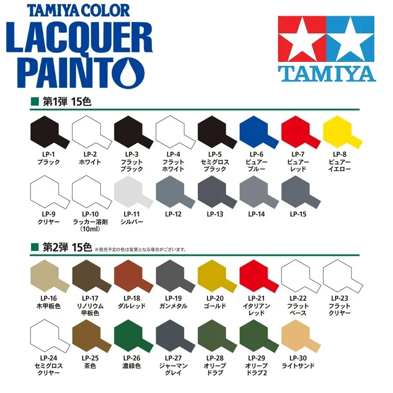 TAMIYA Color Lacquer Paint LP-1 To LP-27 (82101-82127) Jars 10ml Nitro Oil-based Paint Pigment Model Kits Coloring Consumables