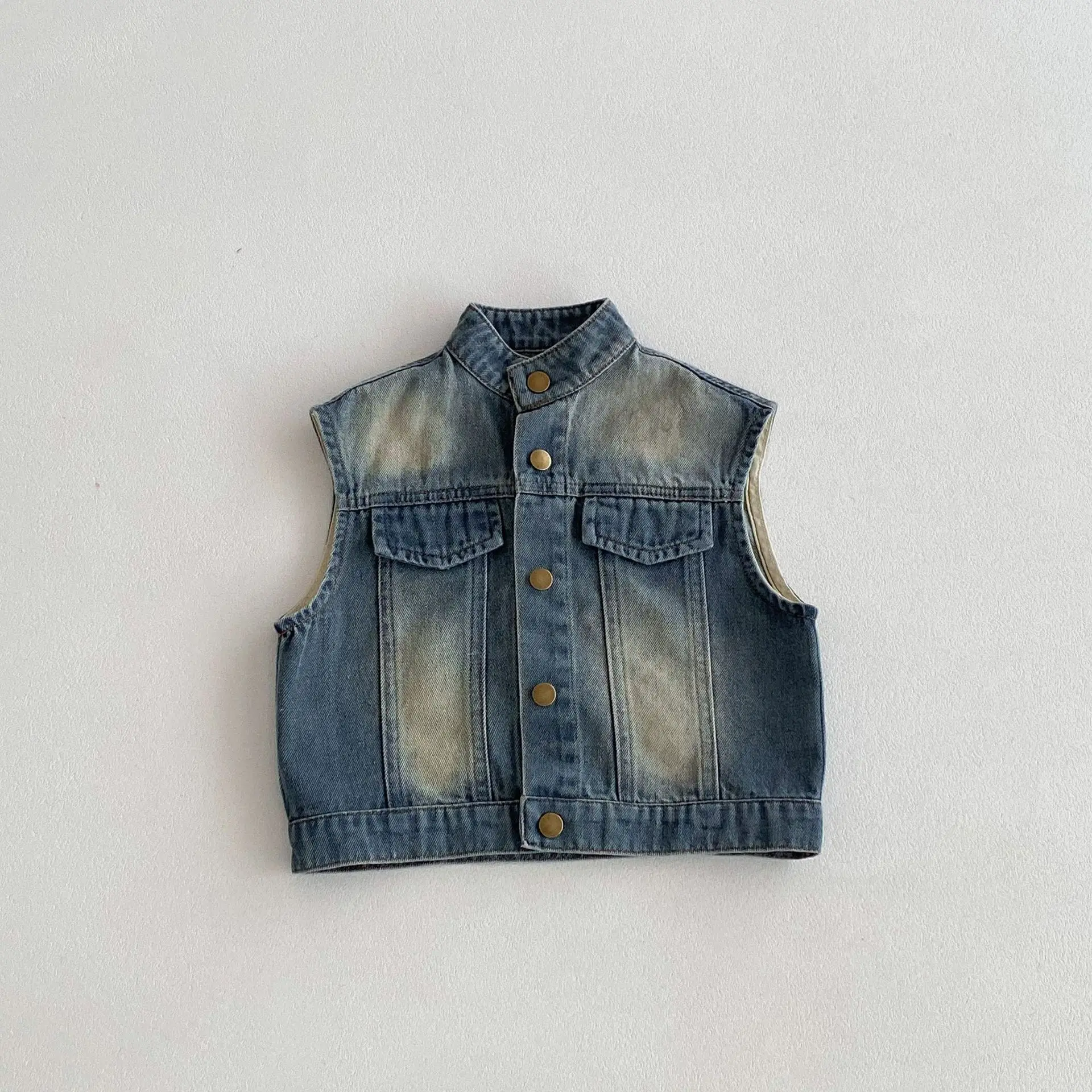 

2024 Autumn New Children Denim Vest Solid Fashion Boys Sleeveless Jacket Baby Girls Versatile Cardigan Coat Kids Toddler Clothes