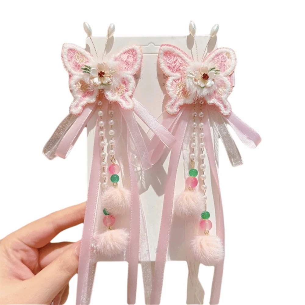 Cheongsam Elegant Traditional Chinese Hair Clip Bow Hair Ball Tassel Hairpin Cute Red New Year Hair Accessory Celebration