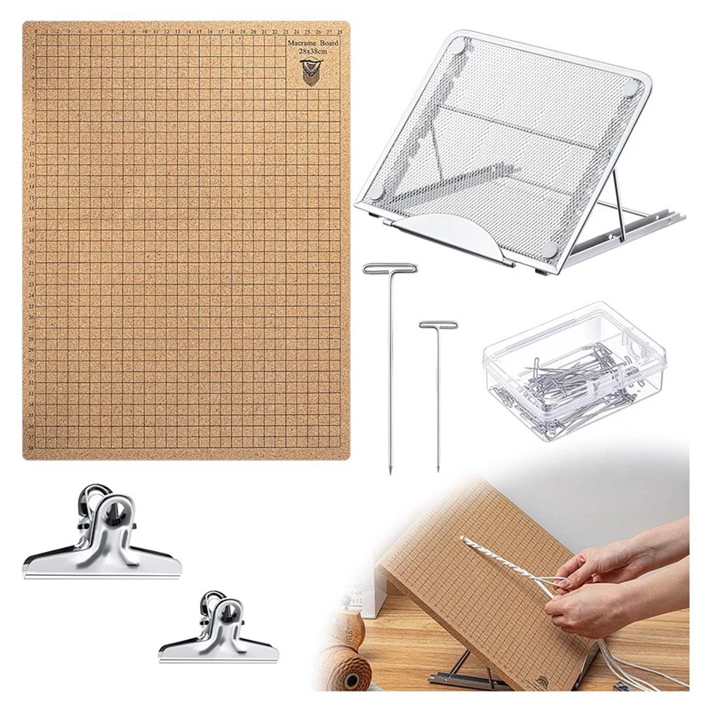 

Versatile 104Pcs Lace Board With T Pin Clip And Adjustable Metal Stand For Macrame Mesh Projects