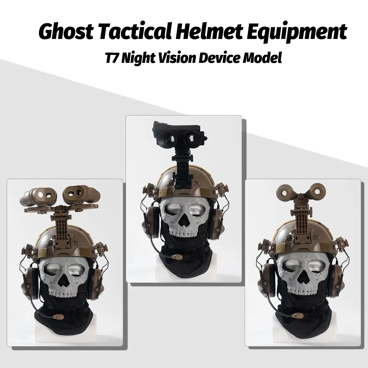 Kids COD Tactical Helmet Kit Airsoft Ghost Call of Duty 19 Set with Full Face Mask NVG Dummy Model Headset CS Cosplay Game Gear