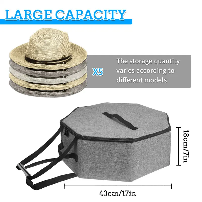 Collapsible Hats Box Traveling Cowboy Hat Storage Case Hat Box Holder Organizer Case with Zipper for Cowboy Hats Fisherman Hats