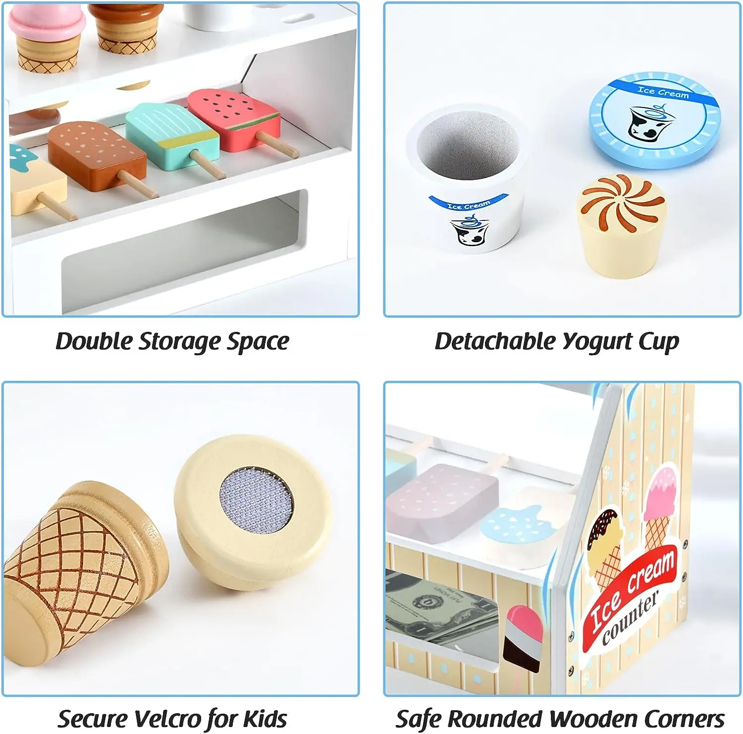 Wooden Ice Cream Pretend Toys Mini Food Children Toys Wedding Party Bakery Dessert Play House Decoration