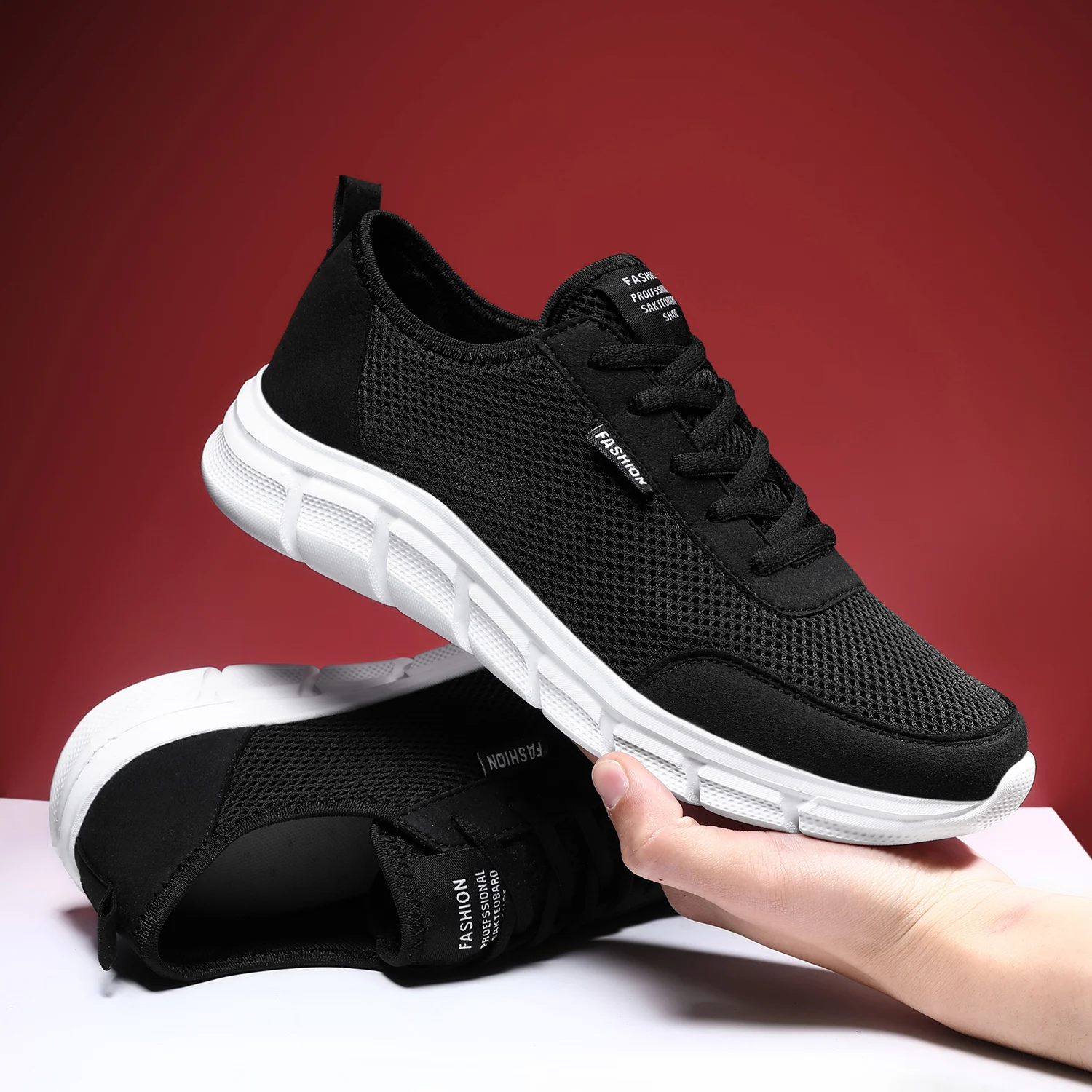 Chaussures de course décontractées pour hommes, chaussures de marche respirantes, maille légère, chaussures de sport confortables, mode, été,