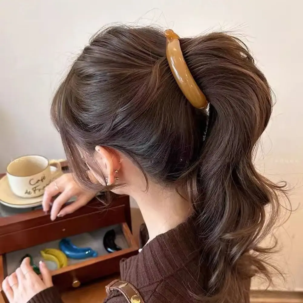 Cute Korean Style Plastic Banana Clip Hairpin Headwear Vertical Clip Headdress Ponytail Holder Korean Hair Clip Women