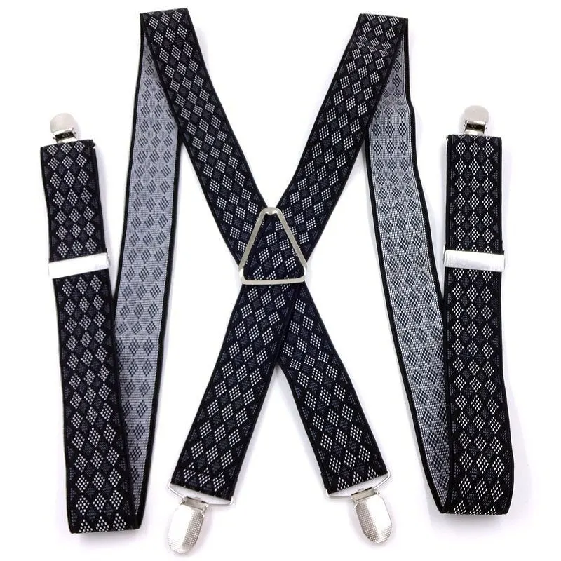 Modne męskie szelki Szerokie szelki Klips do paska do spodni Jeden rozmiar Regulowane męskie szelki z 4 bardzo mocnymi klipsami