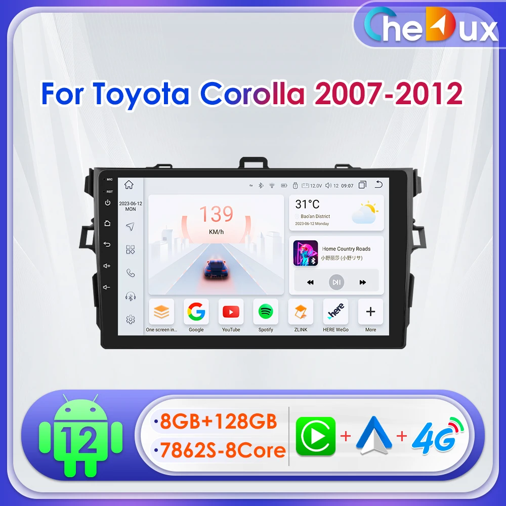 

9" Chedux 2DIN Android Auto Car Radio for Toyota Corolla 2007 - 2011 UI7862 Multimedia Quad Octa Core Navi GPS RDS DSP CarPlay