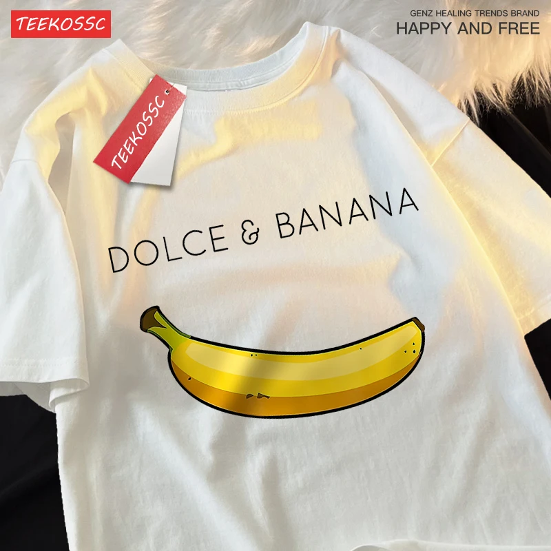 Interesting Yellow Banana Male Female T-Shirts Street Hip Hop T-Shirt Summer Cotton Tshirt Oversized Loose Short Sleeved Couple