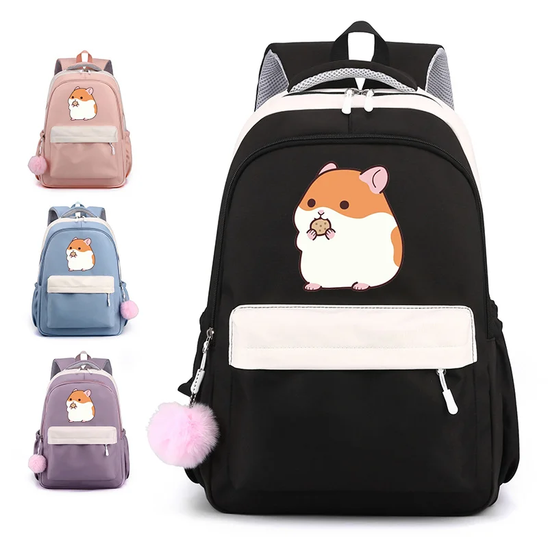 

New cartoon hamster pattern backpack cute hamster backpack high quality large capacity school bag