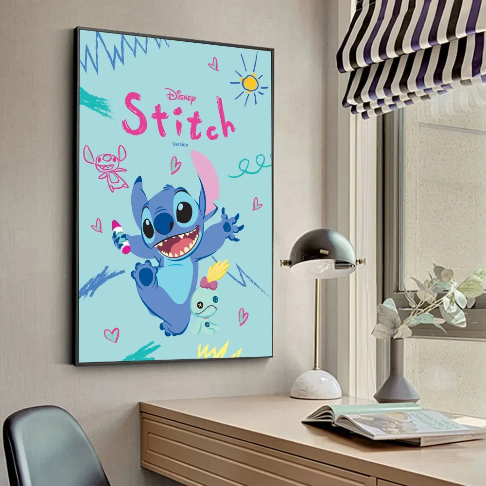 1PC Disney Stitch Poster Stickers Art Wall Murals Decor Game Room Decor Gifts Kawaii HD Painting Cat Cars