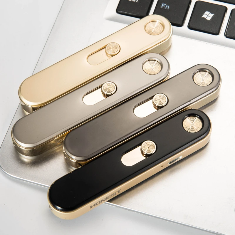 USB charging ultra-thin windproof metal lighter, men's and women's electronic cigarette lighter, fashionable gift view 2