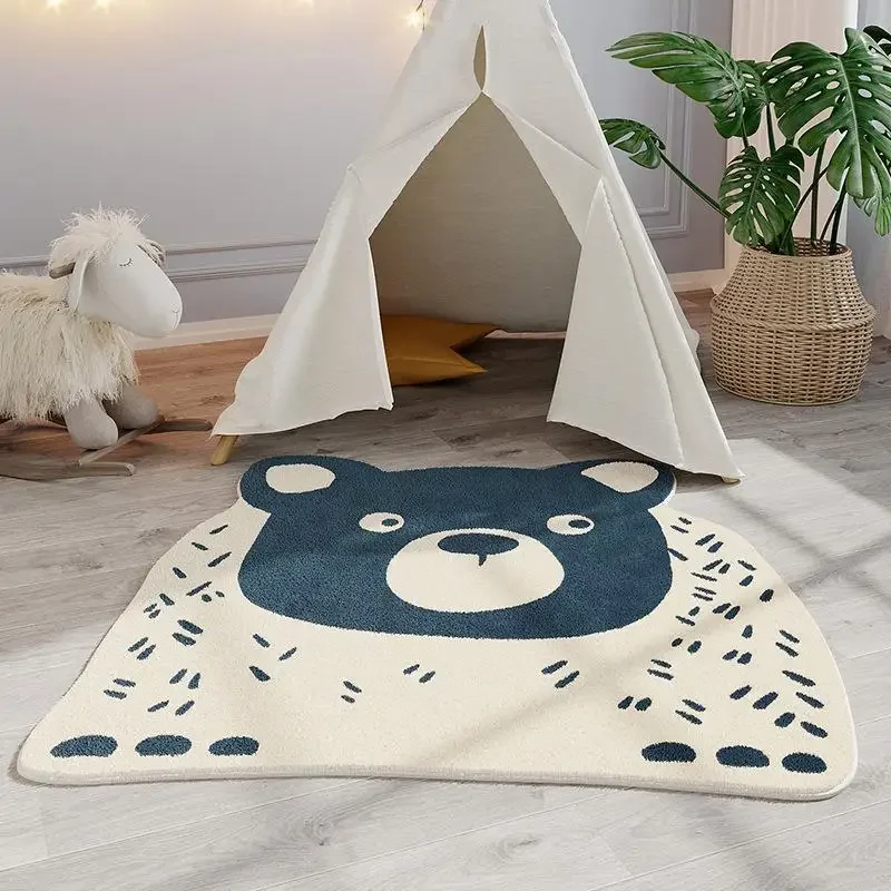 

Bear bear cartoon imitation cashmere carpet dirt-resistant and easy to take care of children's tatami bedside room floor mat